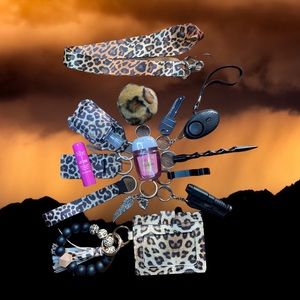 Cheetah Safety Keychain with Cheetah Lanyard & Cheetah ID Wristlet Set